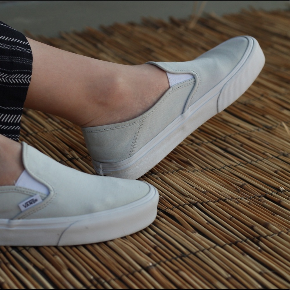 Light Grey Vans Slip Ons